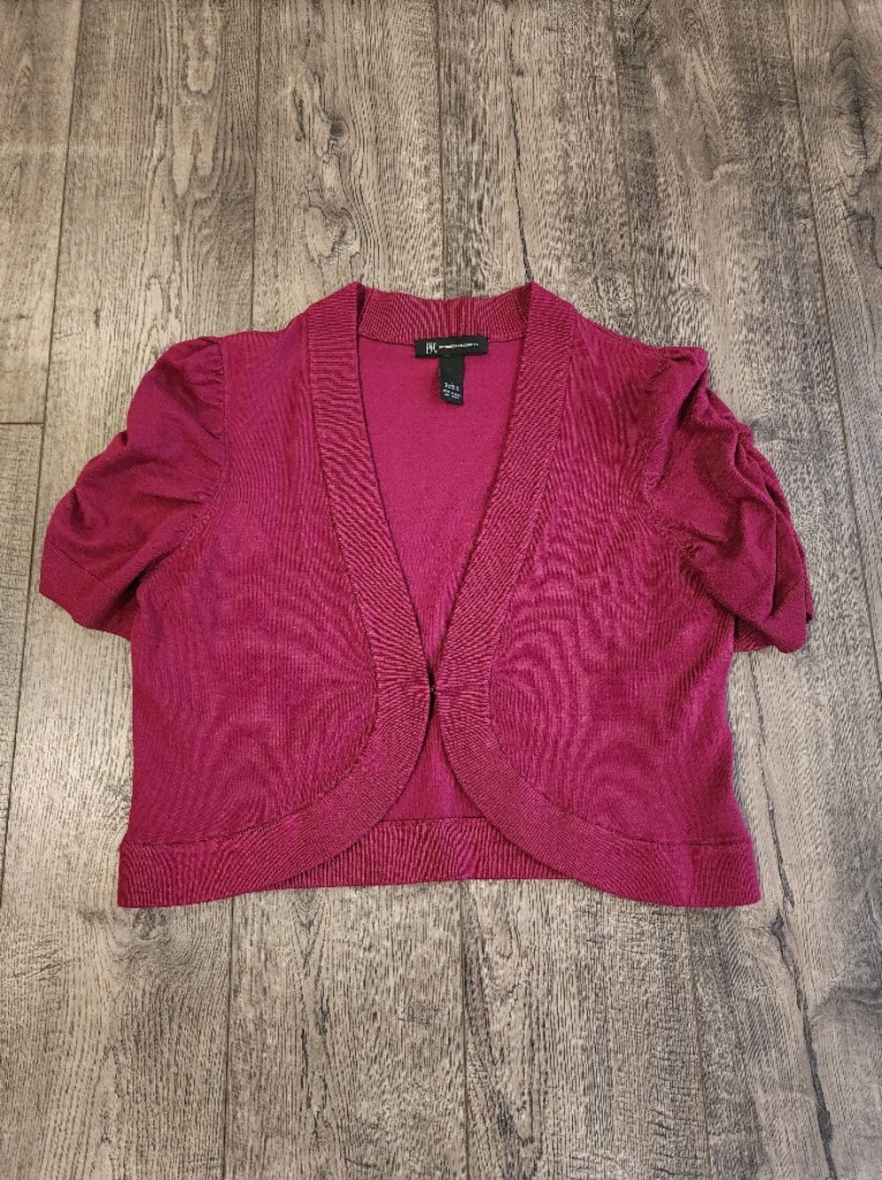 Inc International Concepts Womens Cardigan Crop Size L Short Maroon Puff Sleeve